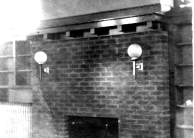 View of the original library fireplace