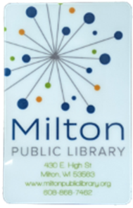Photography of the front of a Milton Public Library Card