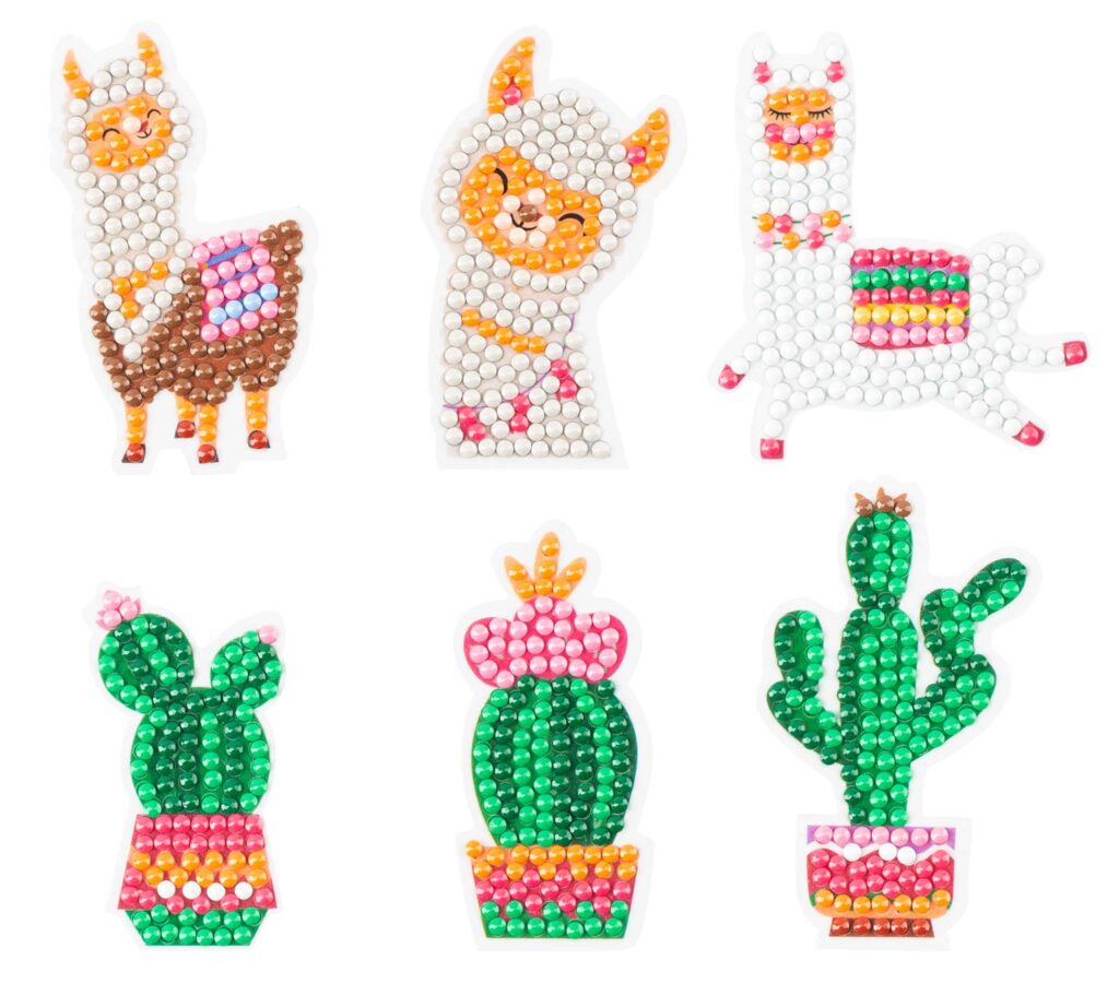 Llama and cactus diamond stickers
