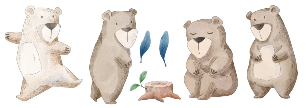 Illustrated Bear artwork made from drawing and watercolor.