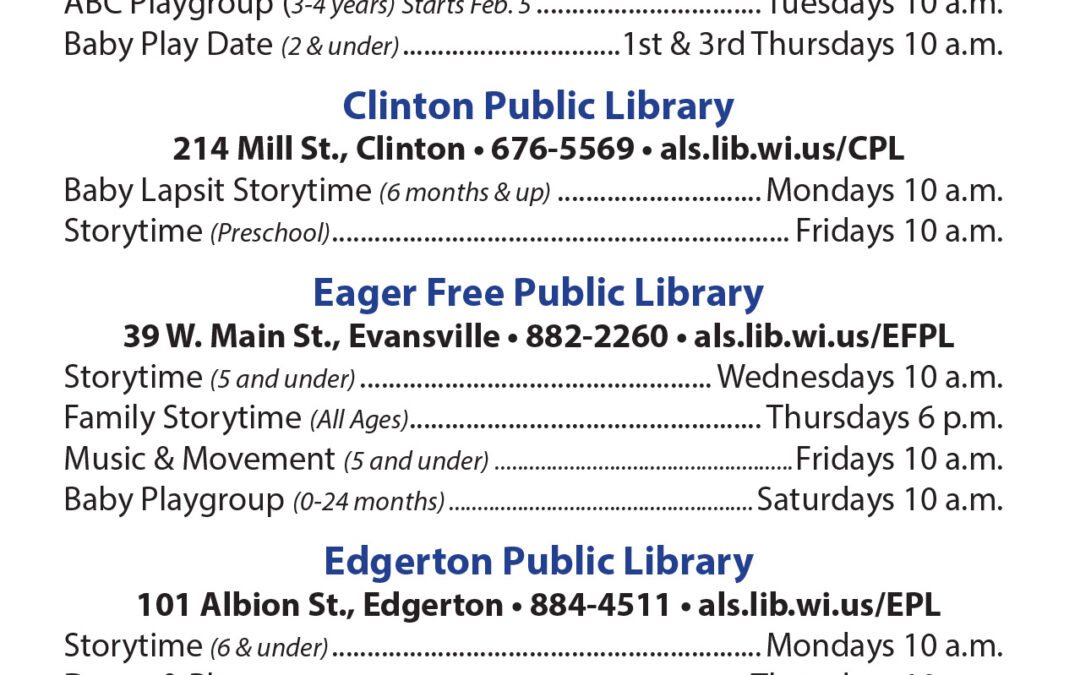 Winter 2019 Early Literacy Schedule