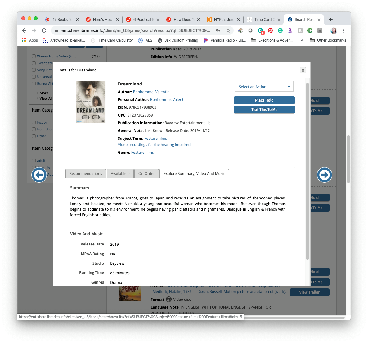 Screenshot: Sharelibraries.info showing the new 