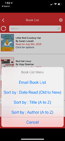 1,000 Books Before Kindergarten Screen Shot: Select 'Email Book List"