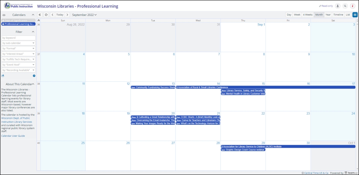 Screenshot of Calendar